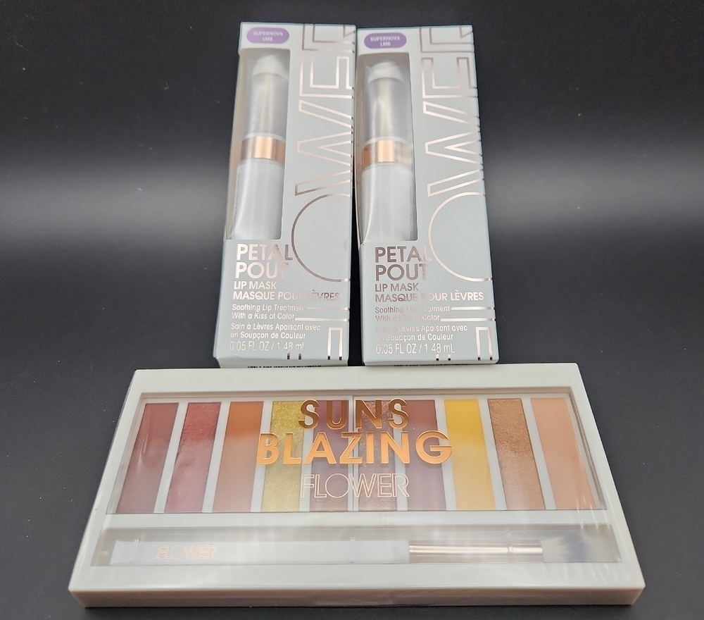 Flower Beauty Suns Blazing Eyeshadow Palette Petal Pout Lip Mask